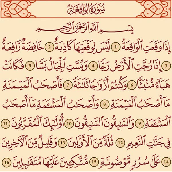 Surah Al Waqiah Transliteration